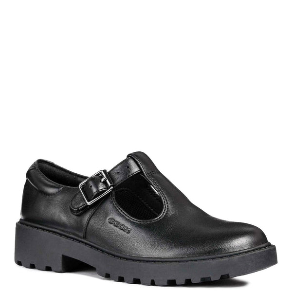 Geox Casey Girls Leather T-Bar Buckle School Shoes