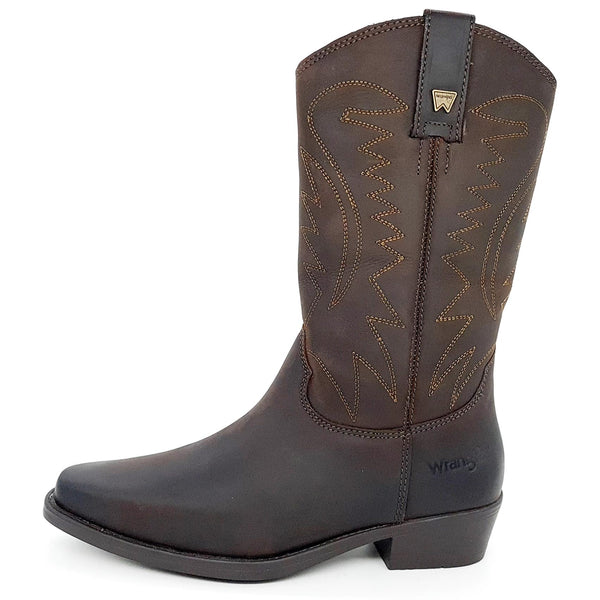 Wrangler Tex Hi Mens Leather Pull on Pointed Cowboy Western Boots