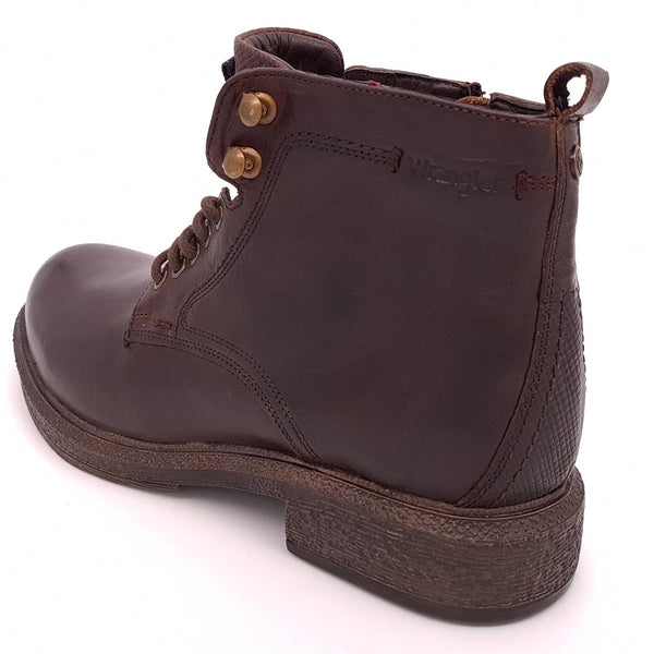 Wrangler Custom Leather Lace Zip Up Mens Combat Boots