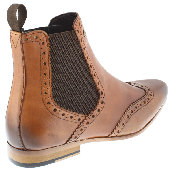 HX London Harlow Men's Leather Pointed Brogue Chelsea Boots