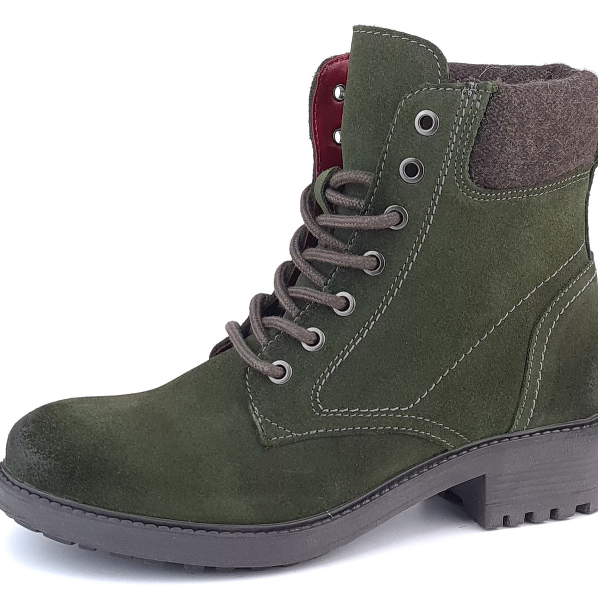 Frank James Warwick Suede Leather Womens Lace Up Block Heel Ankle Boots
