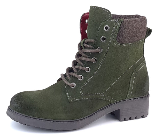 Frank James Warwick Suede Leather Womens Lace Up Block Heel Ankle Boots