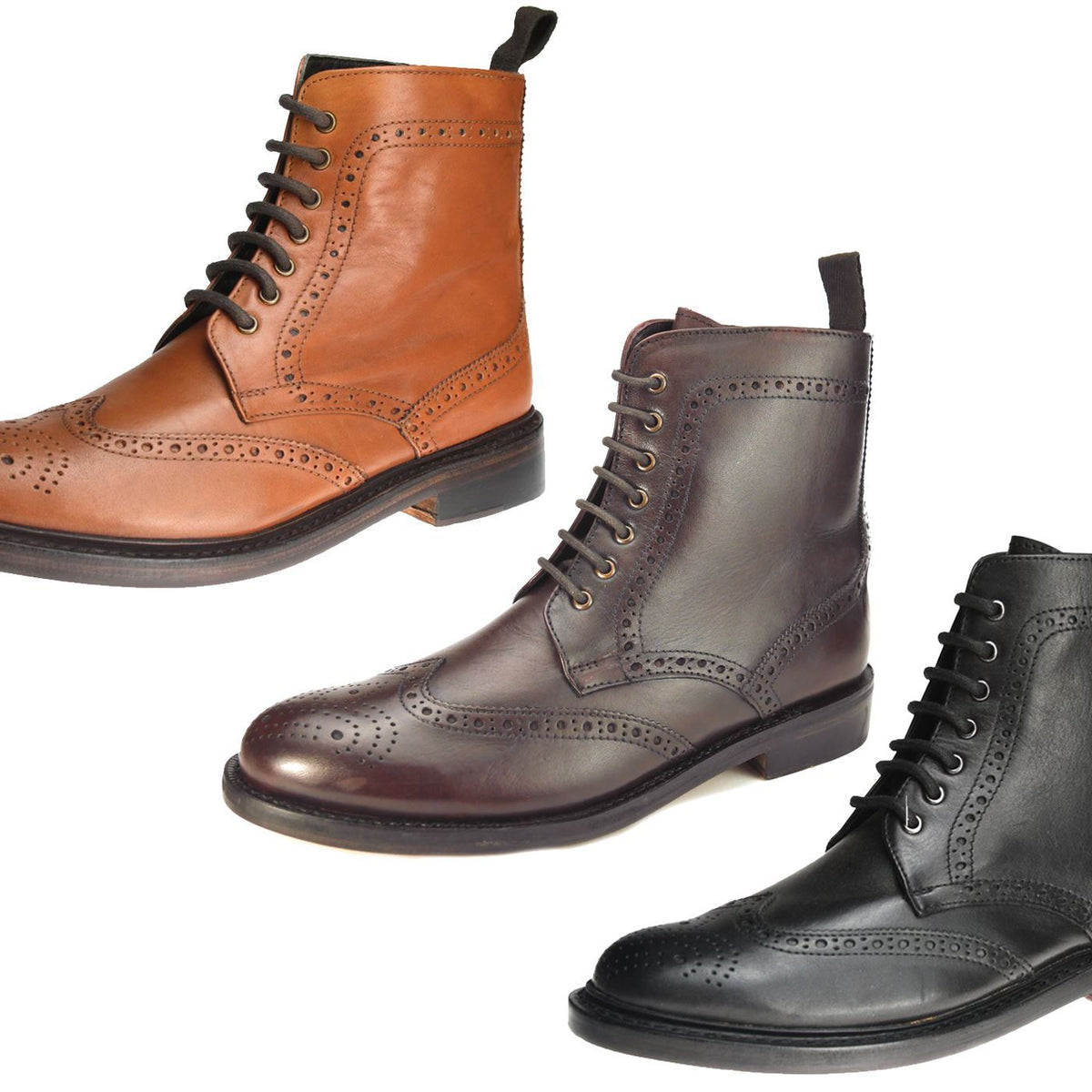 Frank James Benchgrade Moreton Leather Sole Welted Lace Up Brogue Dealer Boots