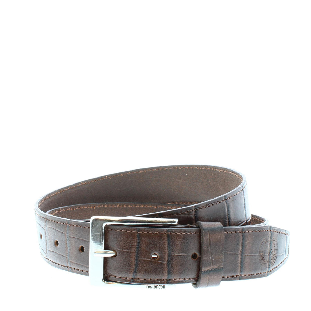 HX London Crosswood Men's Leather Crocodile Printed Belt