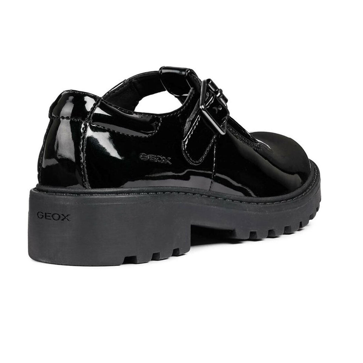 Geox Girls School Black Patent Buckle J Casey G. E Shoes