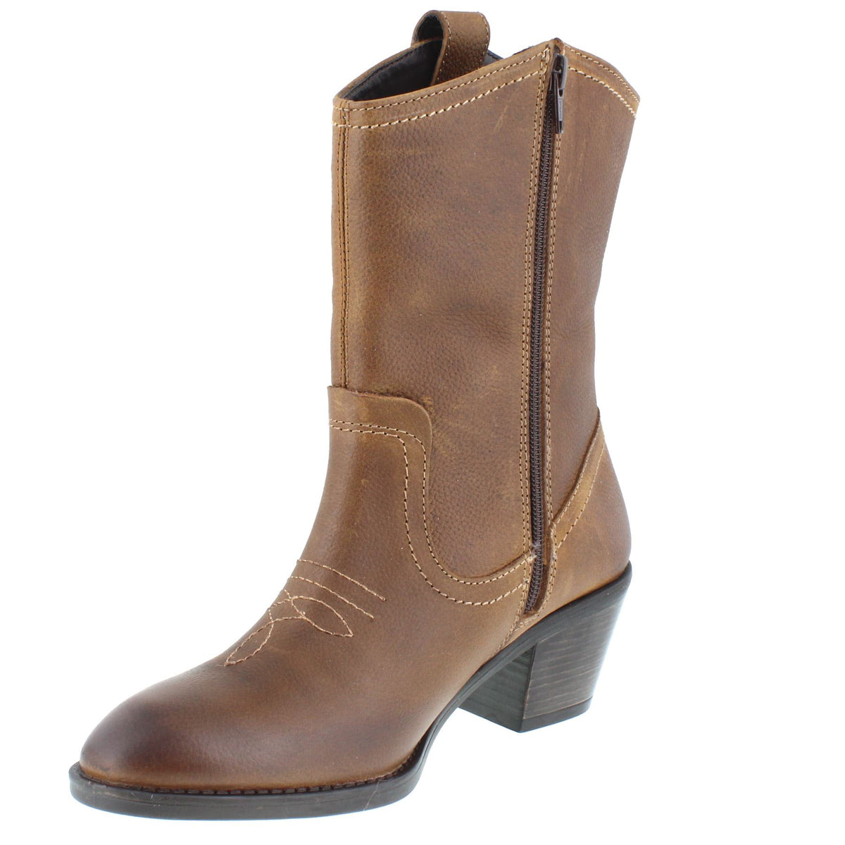 HX London Dallas Women's Leather Mid-Calf Cowboy Boots