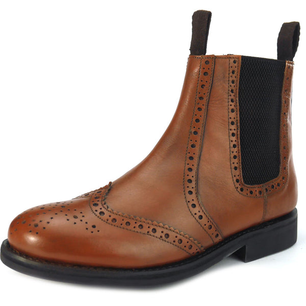 Frank James Benchgrade Evesham Leather Welted Chelsea Brogue Dealer Boots Rubber Sole