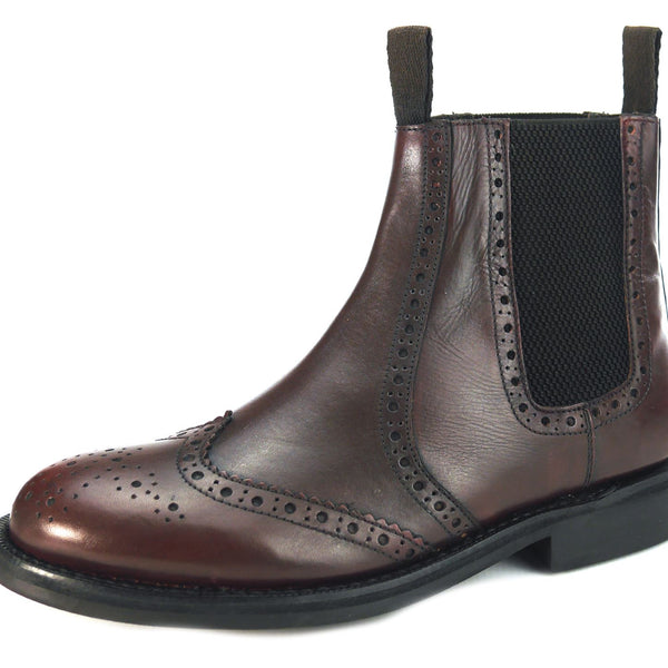 Frank James Benchgrade Evesham Leather Welted Chelsea Brogue Dealer Boots Rubber Sole