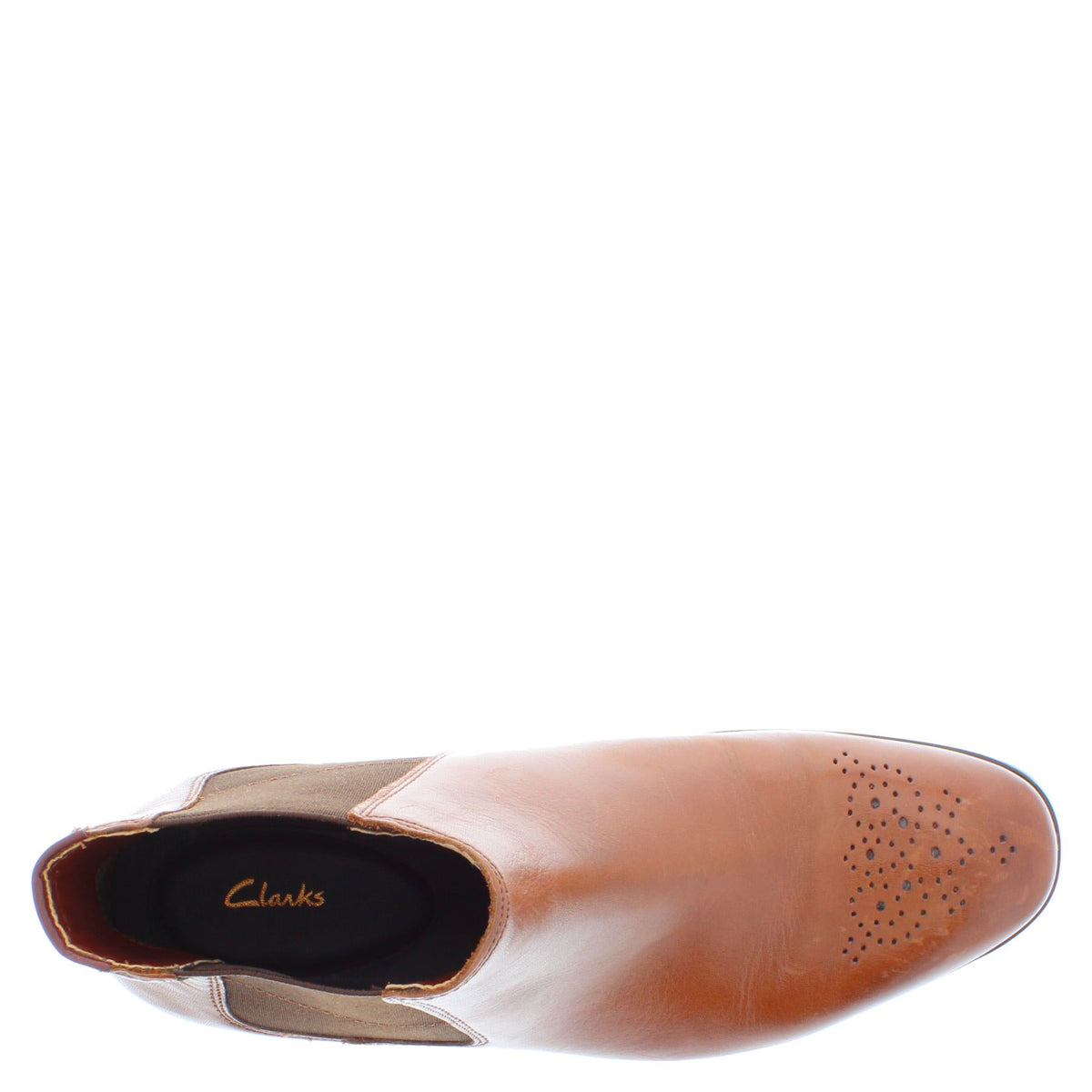 Clarks Gilmore G Fit Smart Tan Leather Brogue Chelsea Boot