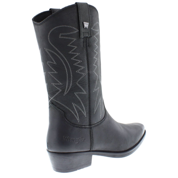 Wrangler Tex Hi Mens Leather Pull on Pointed Cowboy Western Boots