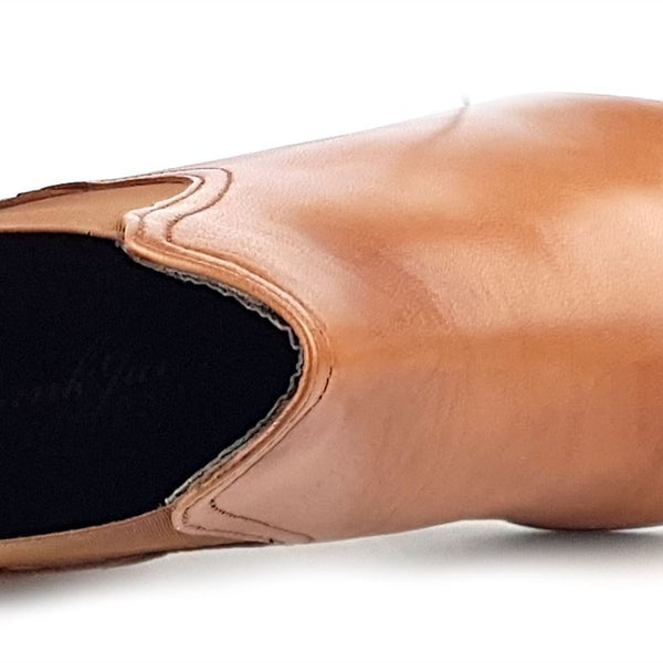 Frank James York Womans Pointed Leather Chelsea Pull On Ankle Heel Boots