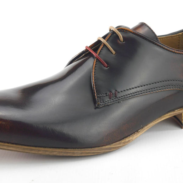 Frank James Shoreditch Mens Leather Hi Shine Lace Up Gibson Formal Shoes