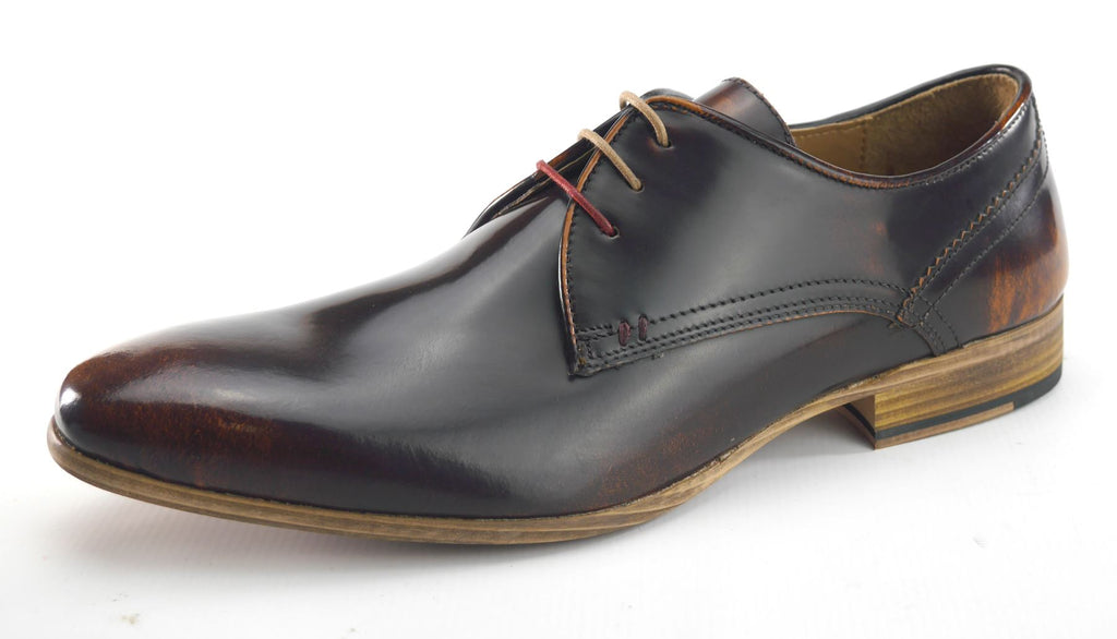 Frank James Shoreditch Mens Leather Hi Shine Lace Up Gibson Formal Shoes