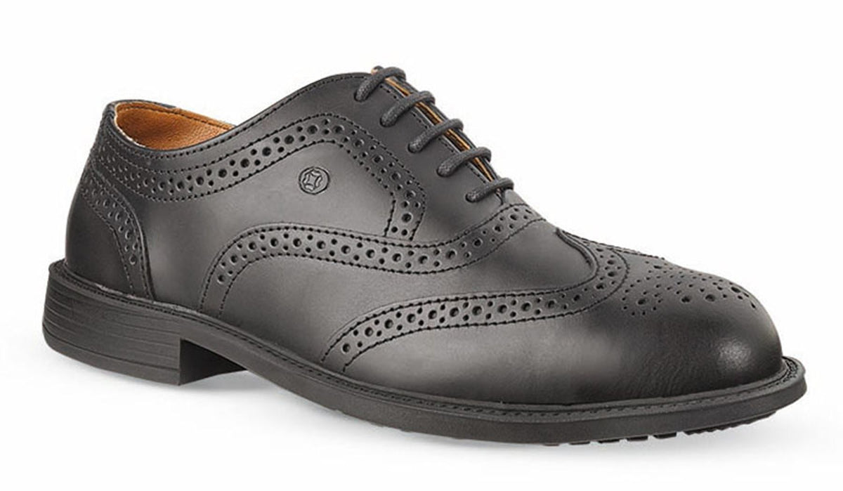 Jallatte Jaloscar JDR01 Mens Black Leather Safety Toecap Brogue Site Manager Shoes Lace Up