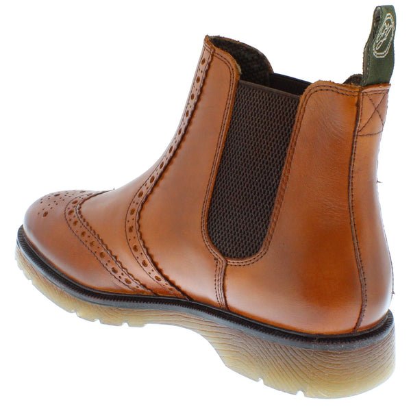 Frank James Warkton Leather Pull On Mens Brogue Chelsea Boots