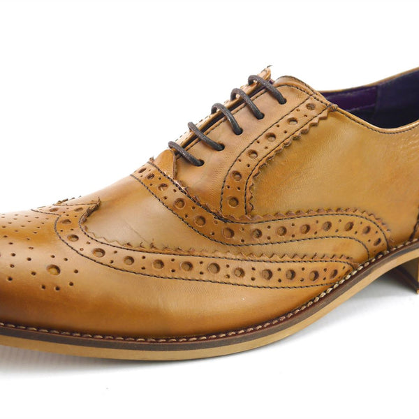 Frank James Redford Mens Leather Lace Up Wingtip Formal Gatsby Evening Brogue Shoes