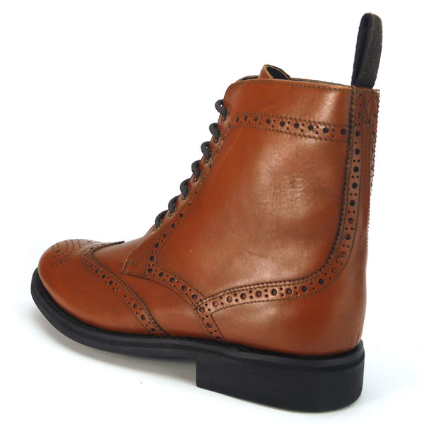 Frank James Benchgrade Cotswold Leather Welted Lace Up Brogue Rubber Sole Dealer Boots