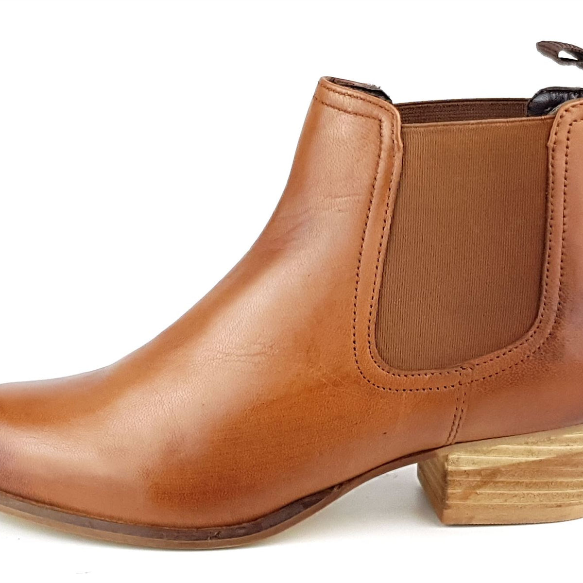 Frank James York Womans Pointed Leather Chelsea Pull On Ankle Heel Boots