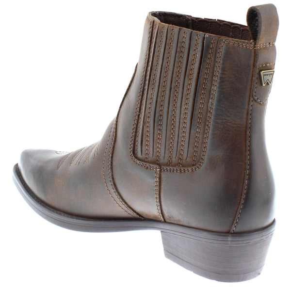 Wrangler Tex Mid Leather Pull on Mens Cowboy Western Chelsea Pointed Boots