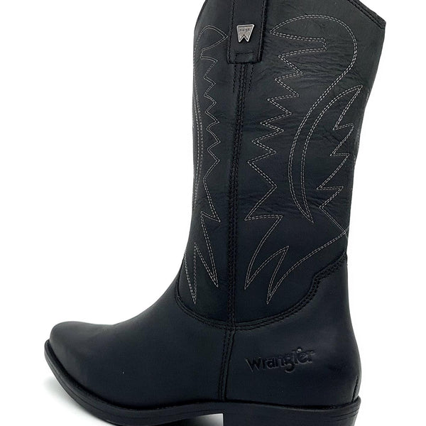 Wrangler Tex Hi Mens Leather Pull on Pointed Cowboy Western Boots