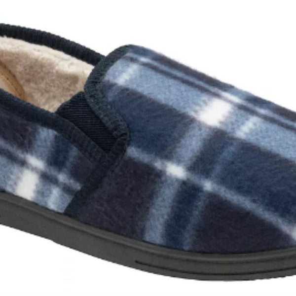 Dunlop Raymond Memory Foam Slip On Mule Moccasin Tartan Mens Slippers