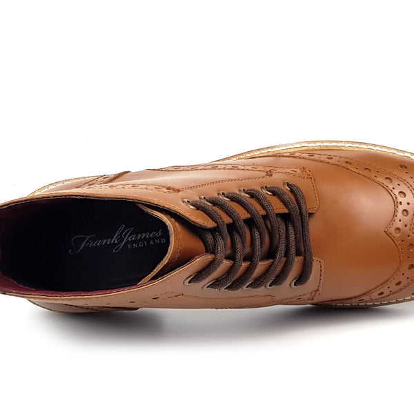 Frank James Bexley Leather Lace Up Brogue Rubber Sole Mens Boots