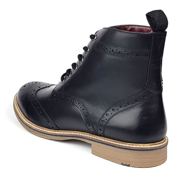 Frank James Bexley Leather Lace Up Brogue Rubber Sole Mens Boots