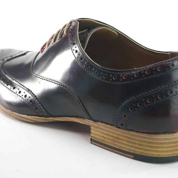 Frank James Norbury Leather Hi Shine Lace Up Mens Brogue Shoes