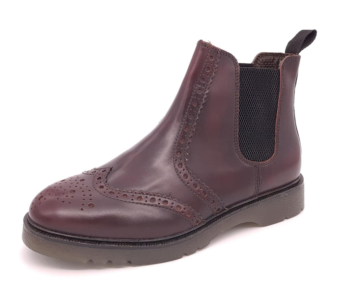 Frank James Warkton Leather Pull On Mens Brogue Chelsea Boots