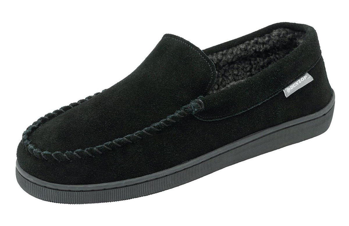 Dunlop Nathan Suede Leather Mens Memory Foam Loafer Slippers