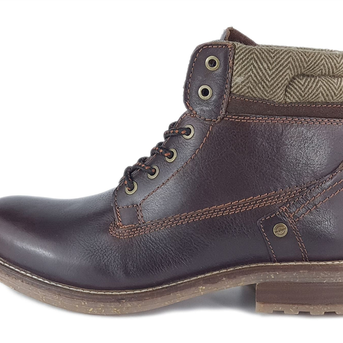Wrangler Hill Tweed Lace Leather Combat Mens Boots
