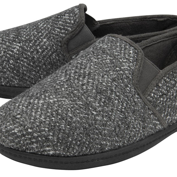 Dunlop Joel Mens Moccasin Slippers Twin Gusset Memory Foam