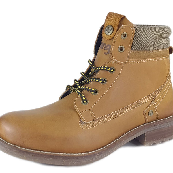 Wrangler Hill Tweed Lace Leather Combat Mens Boots