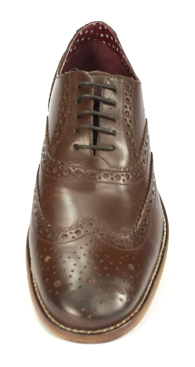 London Brogues Mens Leather Lace Up Wingtip Formal Gatsby Evening Brogue Shoes