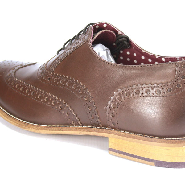 London Brogues Mens Leather Lace Up Wingtip Formal Gatsby Evening Brogue Shoes