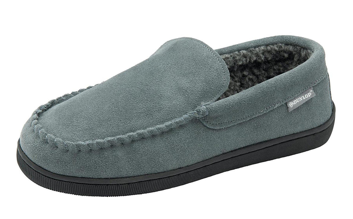 Dunlop Nathan Suede Leather Mens Memory Foam Loafer Slippers