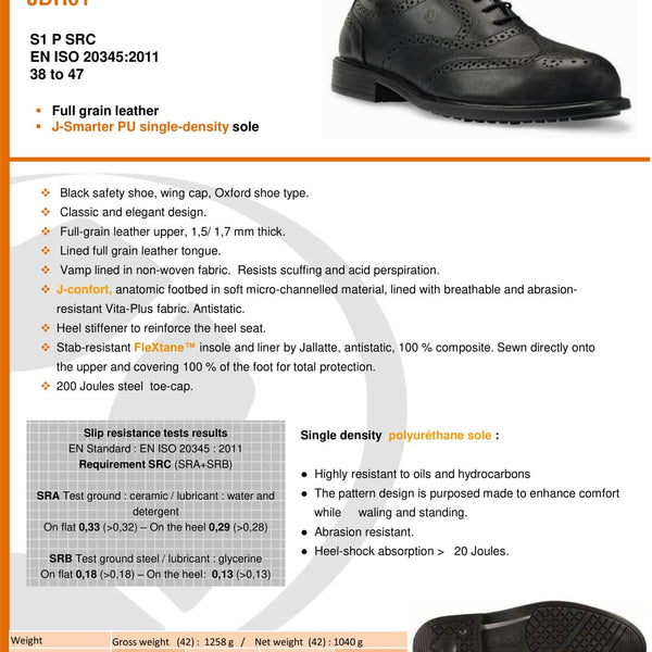 Jallatte Jaloscar JDR01 Mens Black Leather Safety Toecap Brogue Site Manager Shoes Lace Up