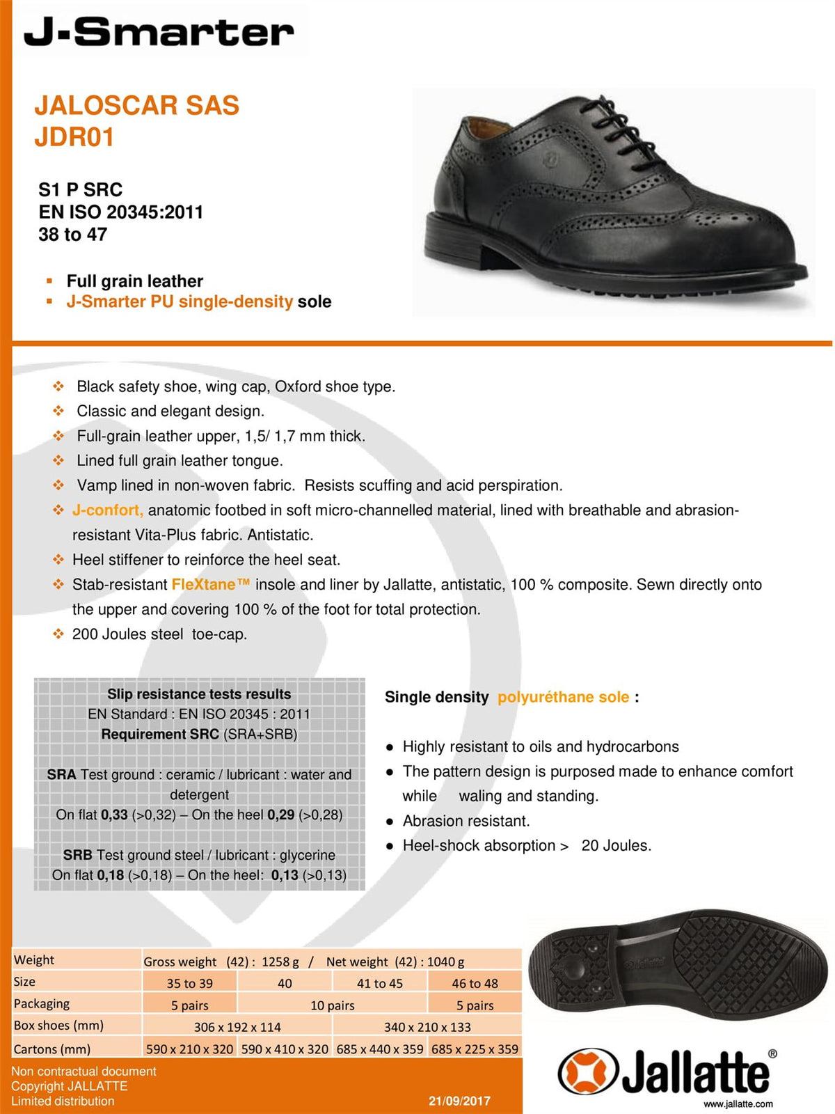 Jallatte Jaloscar JDR01 Mens Black Leather Safety Toecap Brogue Site Manager Shoes Lace Up
