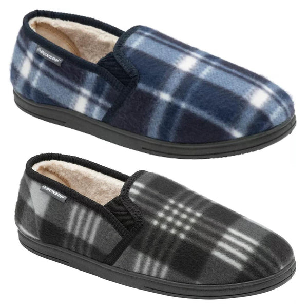 Dunlop Raymond Memory Foam Slip On Mule Moccasin Tartan Mens Slippers