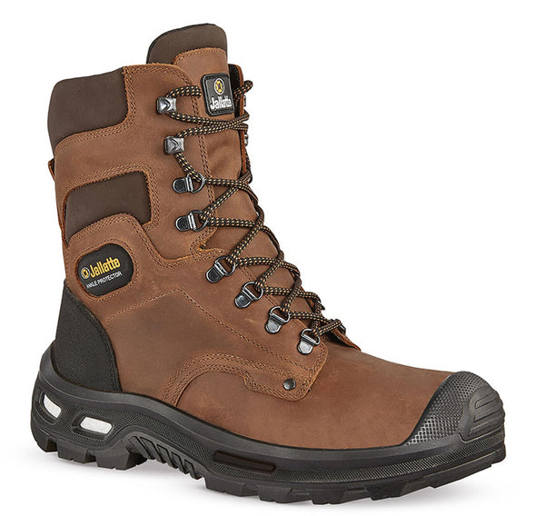 Jallatte Jalbarad S3 Hi Leg Safety Zip Brown Leather Work Toecap Midsole Boots Infinergy