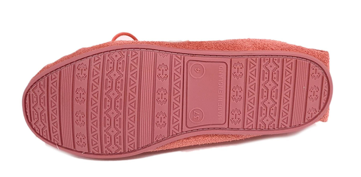Coopers Suede Wool Lined Ladies Pink Moccasin Slippers Made In England