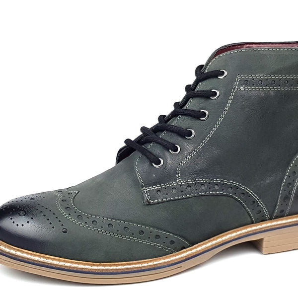 Frank James Bexley Leather Lace Up Brogue Rubber Sole Mens Boots