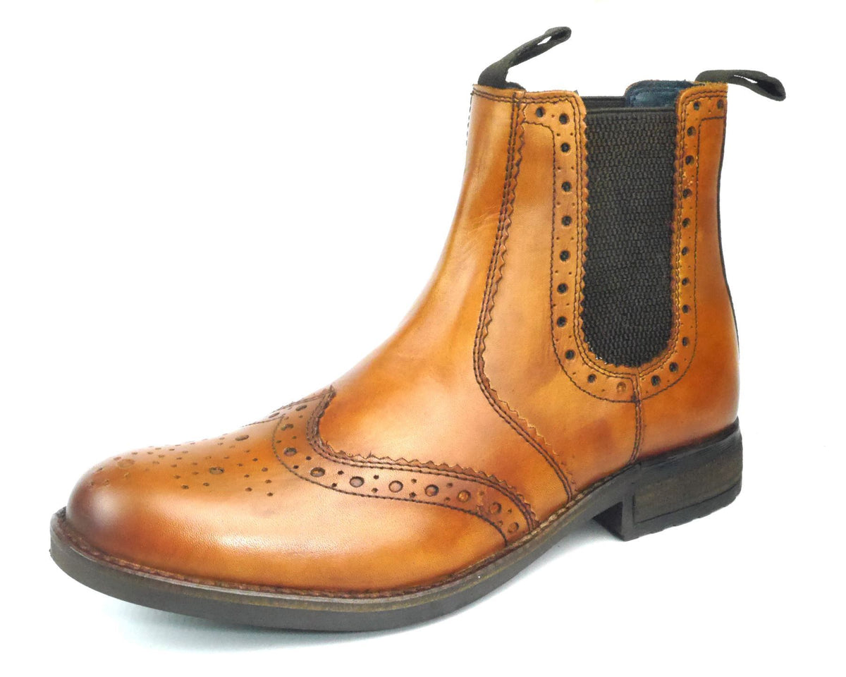 Frank James Chepstow Mens Brogue Chelsea Dealer Cleated Sole Leather Boots