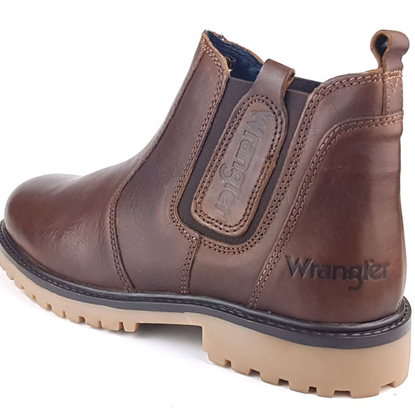 Wrangler Yuma Chelsea Ankle Leather Pull On Mens Boots