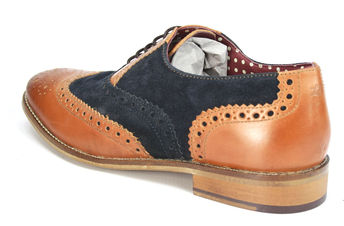 London Brogues Mens Leather Lace Up Wingtip Formal Gatsby Evening Brogue Shoes