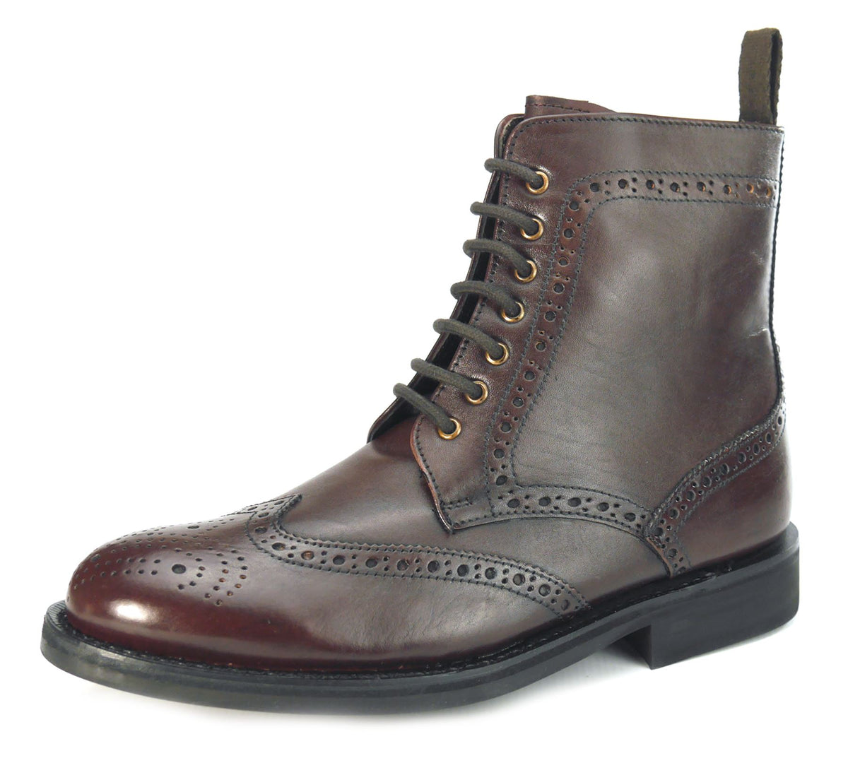 Frank James Benchgrade Cotswold Leather Welted Lace Up Brogue Rubber Sole Dealer Boots