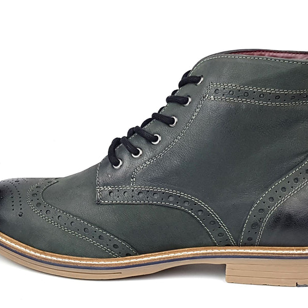 Frank James Bexley Leather Lace Up Brogue Rubber Sole Mens Boots