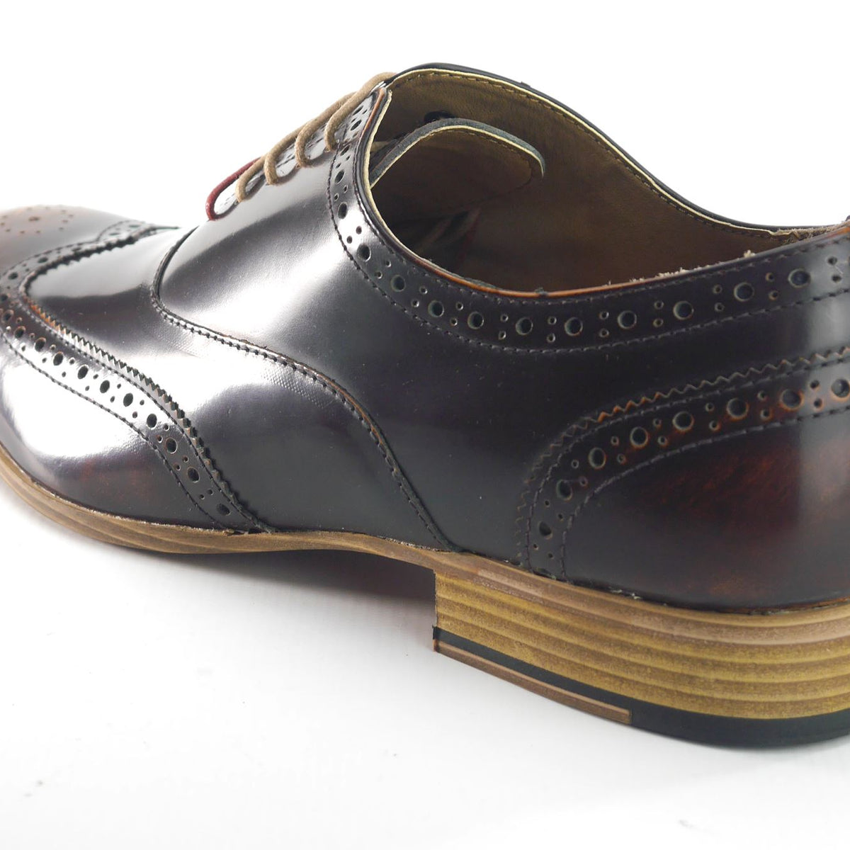 Frank James Norbury Leather Hi Shine Lace Up Mens Brogue Shoes