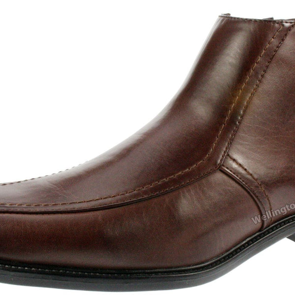 US Brass Mens Johnson smart brown zip up ankle chelsea boots