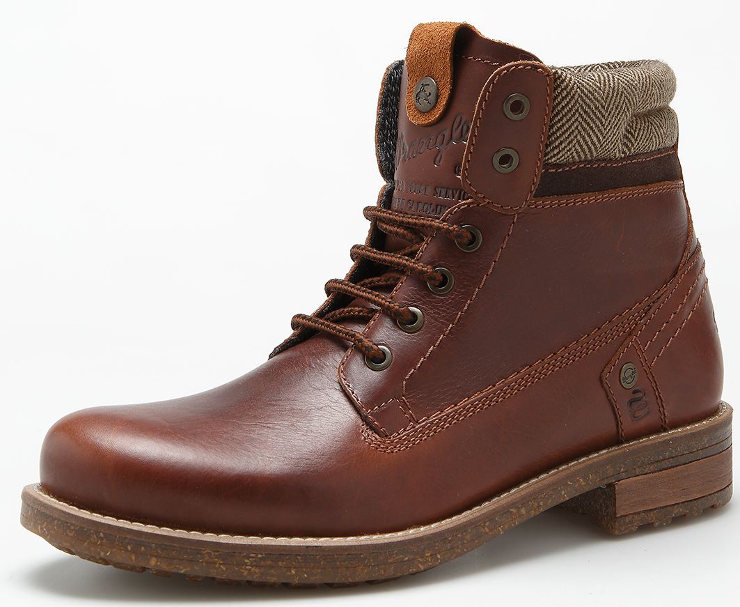 Wrangler Hill Tweed Lace Leather Combat Mens Boots